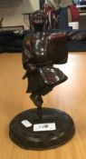 A Japanese Meiji Period bronze figure in dancing pose,