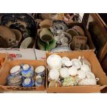 Four boxes of assorted decorative china to include a Richmond "Blue Rock" part tea service,