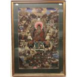 19TH CENTURY TIBETAN SCHOOL THANKA "Depicting Buddha possibly Shakyamuni Sitting in a Meditative