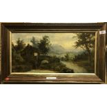 JOSEPH HORLER (British 1809-1887) "Cottage and figures in a rural landscape" oil on canvas signed