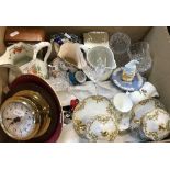 A collection of china and glassware to include Limoges chocolate cups and covers,