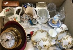 A collection of china and glassware to include Limoges chocolate cups and covers,