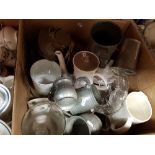 Three boxes of assorted decorative china and other wares to include Poole,