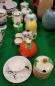 A collection of eight various preserve pots including two Radford, one Bristol, three Carlton ware,