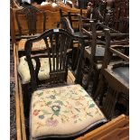 A set of six 19th Century Hepplewhite style mahogany framed dining chairs with pierced backsplats