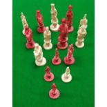 A 19th Century Cantonese stained ivory chess set CONDITION REPORTS The chess set is