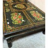 A 20th Century Indian painted teak coffee table with all-over decoration of birds amongst