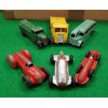 A collection of mainly Dinky toys, to include Auto Union Speed of the Wind and Mercedes racing cars,