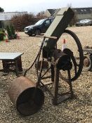 A late Victorian cast iron chaff cutter, bears plaque inscribed "The Bentall" (for restoration),