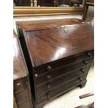 A 19th Century mahogany bureau, the fall