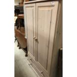 A circa 1900 walnut chest of four short over one long drawer, together with a modern pine wardrobe,