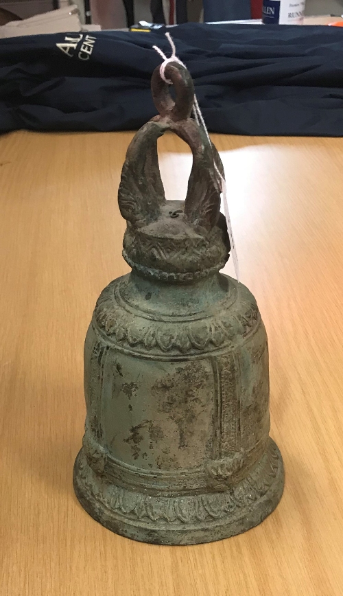 A Chinese Taoist type bronze bell with c