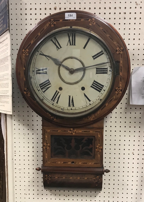 A Victorian walnut parquetry inlaid drop