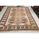 A Caucasian rug, the central panel set w