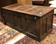 A circa 1700 oak coffer the plain three