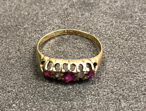 A Victorian 18 carat ring set with rubie