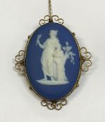 A 9 carat gold framed Wedgwood brooch