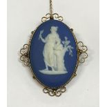 A 9 carat gold framed Wedgwood brooch