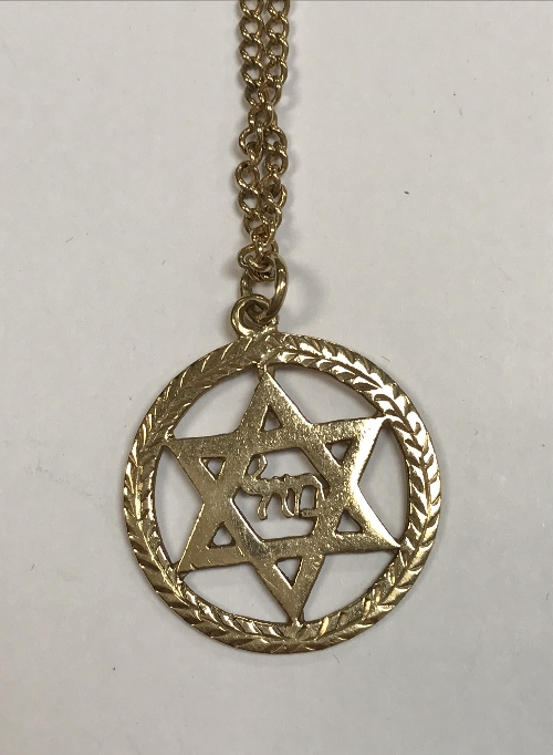 A 9 carat gold Star of David pendant wit