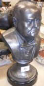A modern bronze bust of Winston Churchil