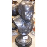 A modern bronze bust of Winston Churchil