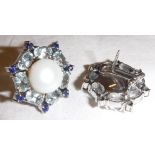 A pair of large sapphire, aquamarine and
