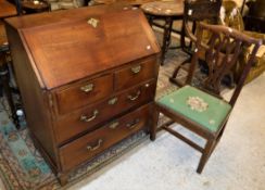 A 19th Century fruitwood bureau, the slo