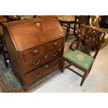 A 19th Century fruitwood bureau, the slo