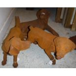 Three cast iron dogs. Height 34cm, Lenm
