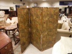 A Victorian three fold scrap screen and