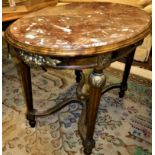 A French oval rosso marble topped table