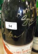 A collection of various vintage Champagne / wine bottles including a Moet et Chandon signed by