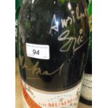 A collection of various vintage Champagne / wine bottles including a Moet et Chandon signed by