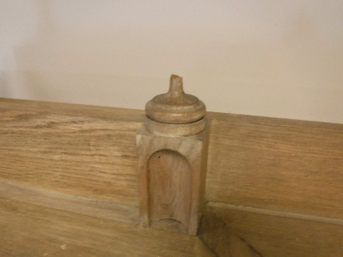 A large oak framed breakfront bookcase cabinet in the Arts and Crafts taste with six glazed and - Image 3 of 23