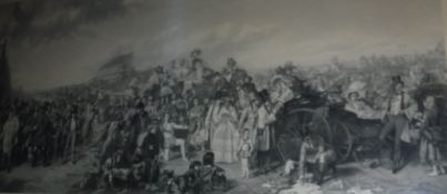 AFTER W P FRITH AND R A PINX "The Derby Day", black and white engraving, approx 132 cm x 72.