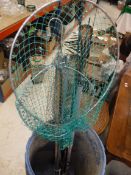 Two landing nets, a Sealey Octopus fishing rod,