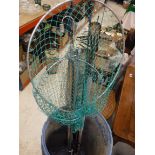 Two landing nets, a Sealey Octopus fishing rod,