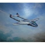 ROWLAND DAVIES "De Havilland Venum", oil on board, signed lower left, approx 24 cm x 29 cm,