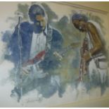 JUAN CARLOS FERRIGNO (Born 1960) "Cliff Richard and Elvis Presley", pen, watercolour and gouache,