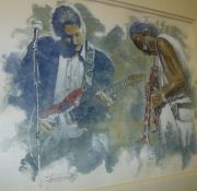 JUAN CARLOS FERRIGNO (Born 1960) "Cliff Richard and Elvis Presley", pen, watercolour and gouache,