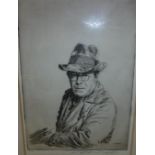 JOSEPH SIMPSON (1879-1939) "Self Portrait" and "A Sportsman", two dry point etchings,