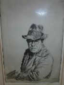 JOSEPH SIMPSON (1879-1939) "Self Portrait" and "A Sportsman", two dry point etchings,