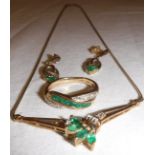 A 9 carat gold emerald and diamond set ring, size Q,