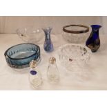An Orrefors faceted glass bowl, together with a Bohemia crystal bowl, a Caithness vase,
