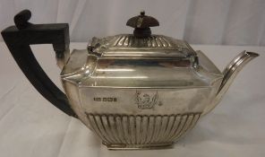 An Edwardian silver miniature teapot (by Aitken Brothers, Sheffield 1902),