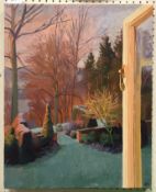 CHRIS AGGS "Dawn Frosty Morning" a scene from a window,