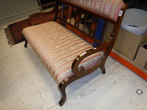 An Edwardian salon settee with striped upholstery Size approx. - Image 2 of 9