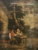 19TH CENTURY ENGLISH SCHOOL IN THE MANNER OF GEORGE MORLAND "Rural Scene",