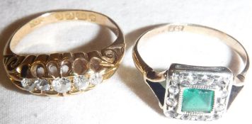 A Victorian diamond and 18 carat gold five stone set ring, approx 0.