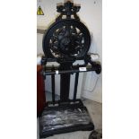 A black painted cast metal stick stand in the Victorian manner, inscribed "Victory" Size approx.